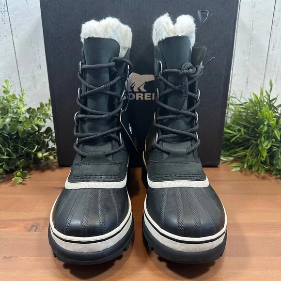 Sorel CARIBOU Waterproof Sherpa Insulated Mid-Calf Black/Stone Bootie NL1005-011 - Picture 3 of 13
